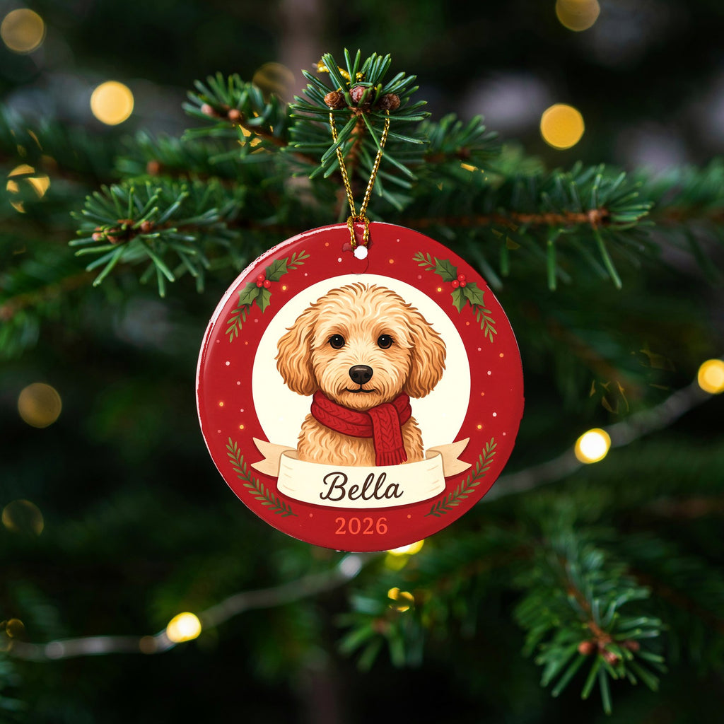 Personalized Goldendoodle Dog Ornament 2026 Custom Name Christmas Gift
