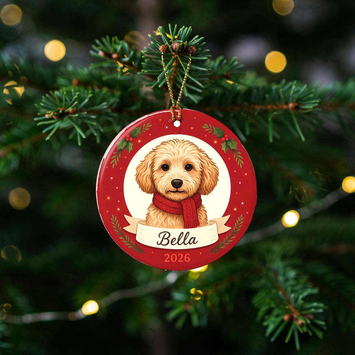 Personalized Goldendoodle Dog Ornament 2026 Custom Name Christmas Gift