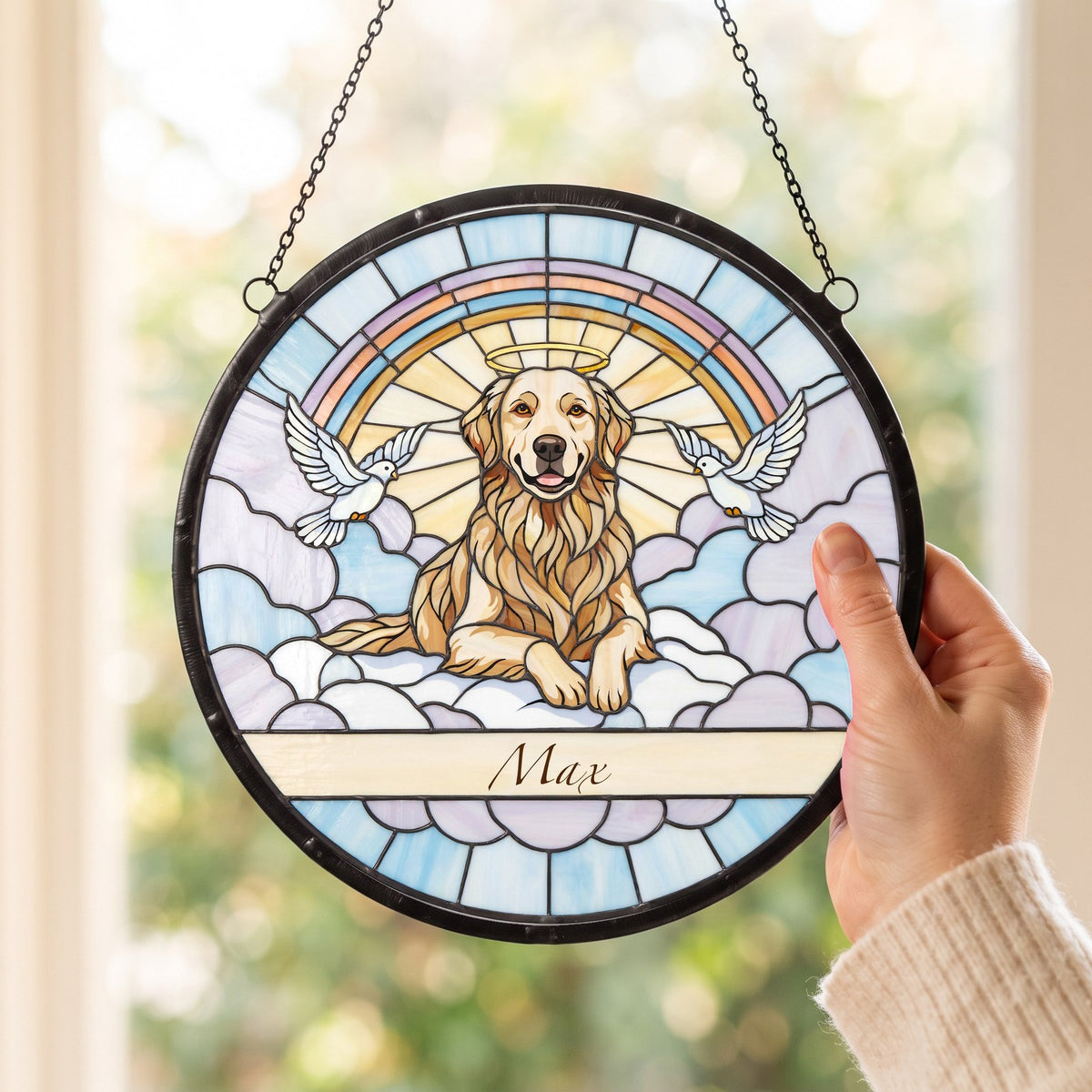 Personalized Golden Retriever Memorial Suncatcher Custom Dog Name Gift