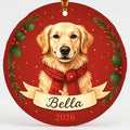 Personalized Golden Retriever Dog Ornament 2026 Custom Name Christmas Gift