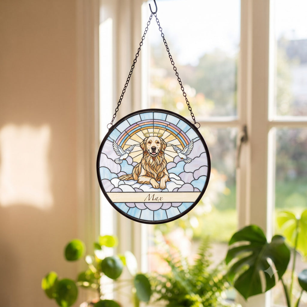 Personalized Golden Retriever Memorial Suncatcher Custom Dog Name Gift