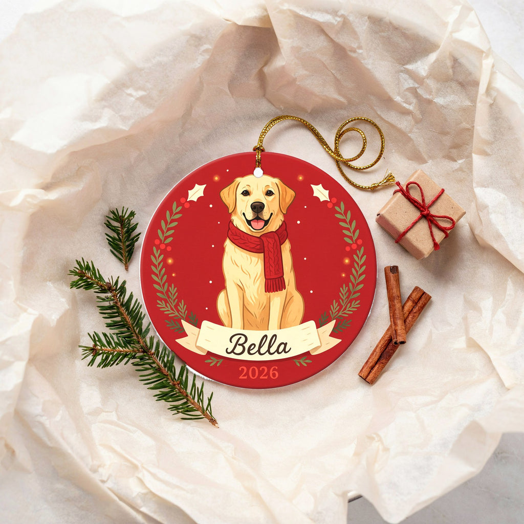 Personalized Labrador Dog Ornament 2026 Custom Name Christmas Gift