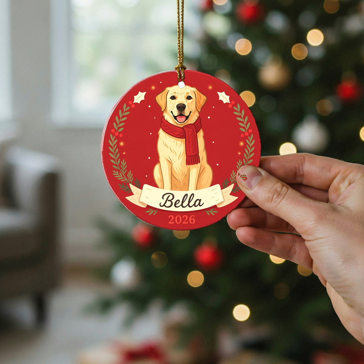 Personalized Labrador Dog Ornament 2026 Custom Name Christmas Gift