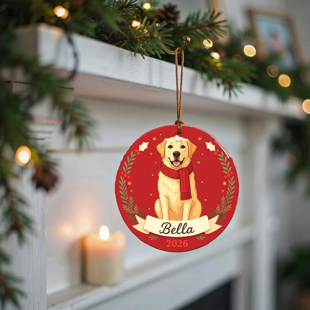 Personalized Labrador Dog Ornament 2026 Custom Name Christmas Gift