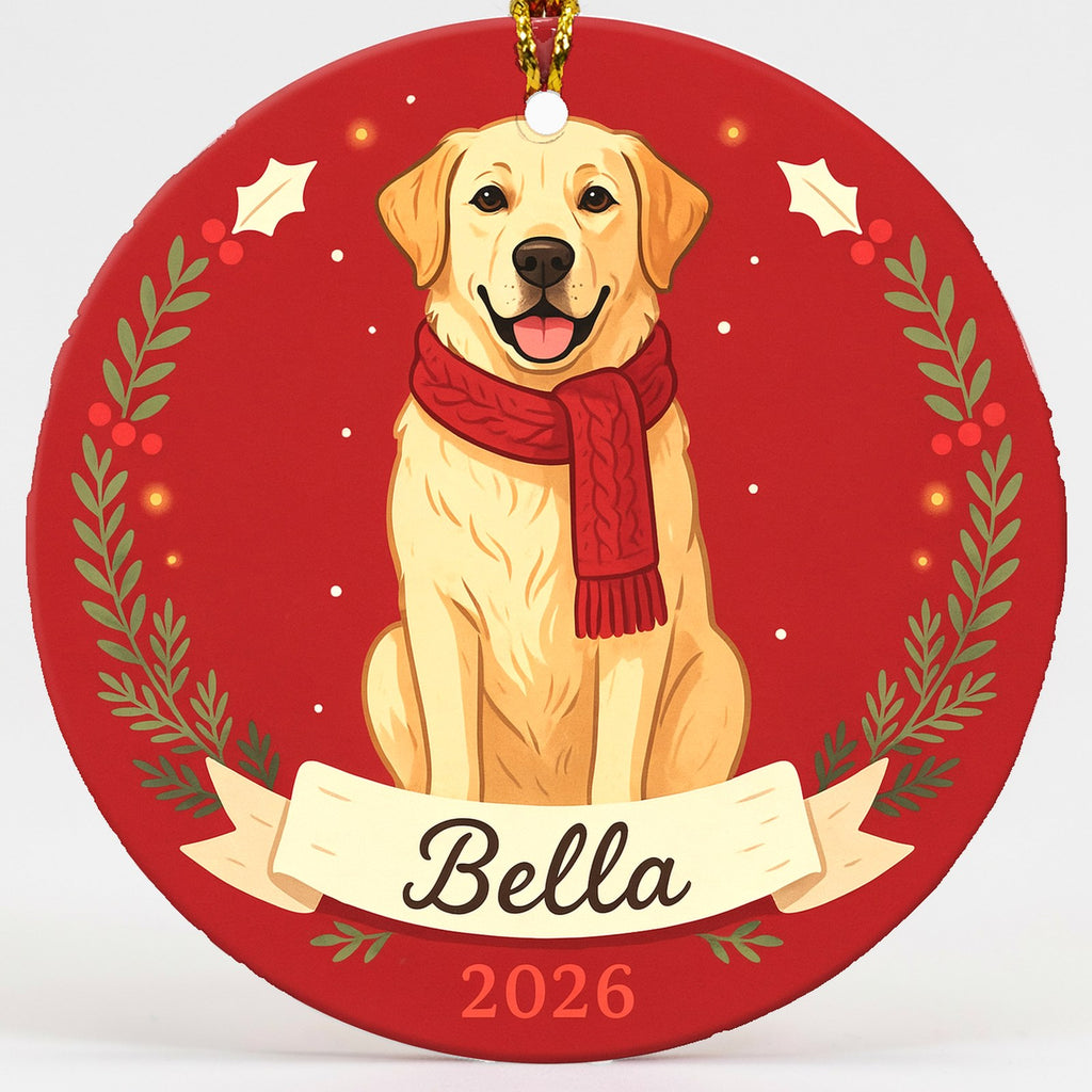 Personalized Labrador Dog Ornament 2026 Custom Name Christmas Gift