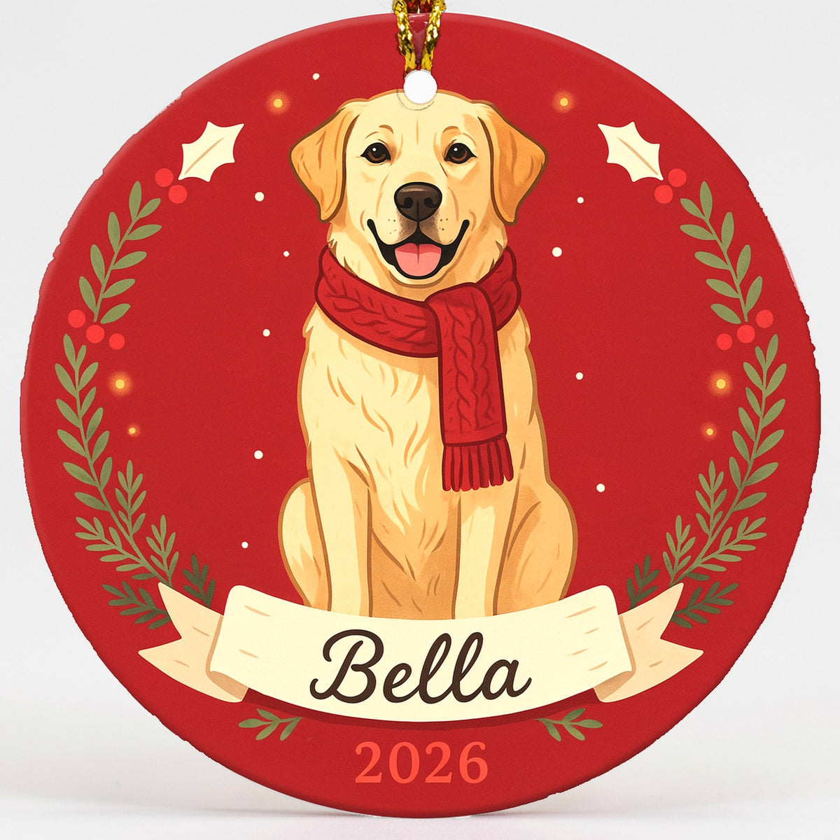 Personalized Labrador Dog Ornament 2026 Custom Name Christmas Gift