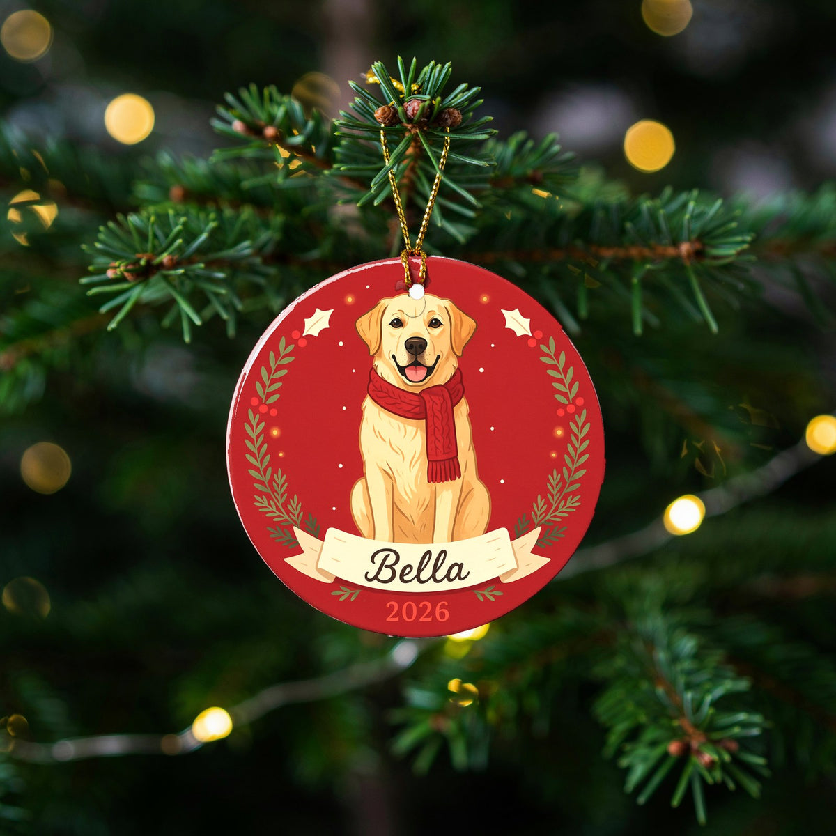 Personalized Labrador Dog Ornament 2026 Custom Name Christmas Gift