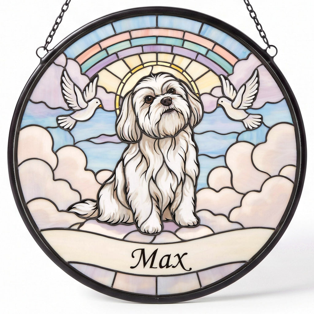 Personalized Maltese Memorial Suncatcher Custom Dog Name Gift