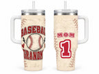 Baseball Grandma 40 oz Tumbler with Handle and Straw, Retro Varsity