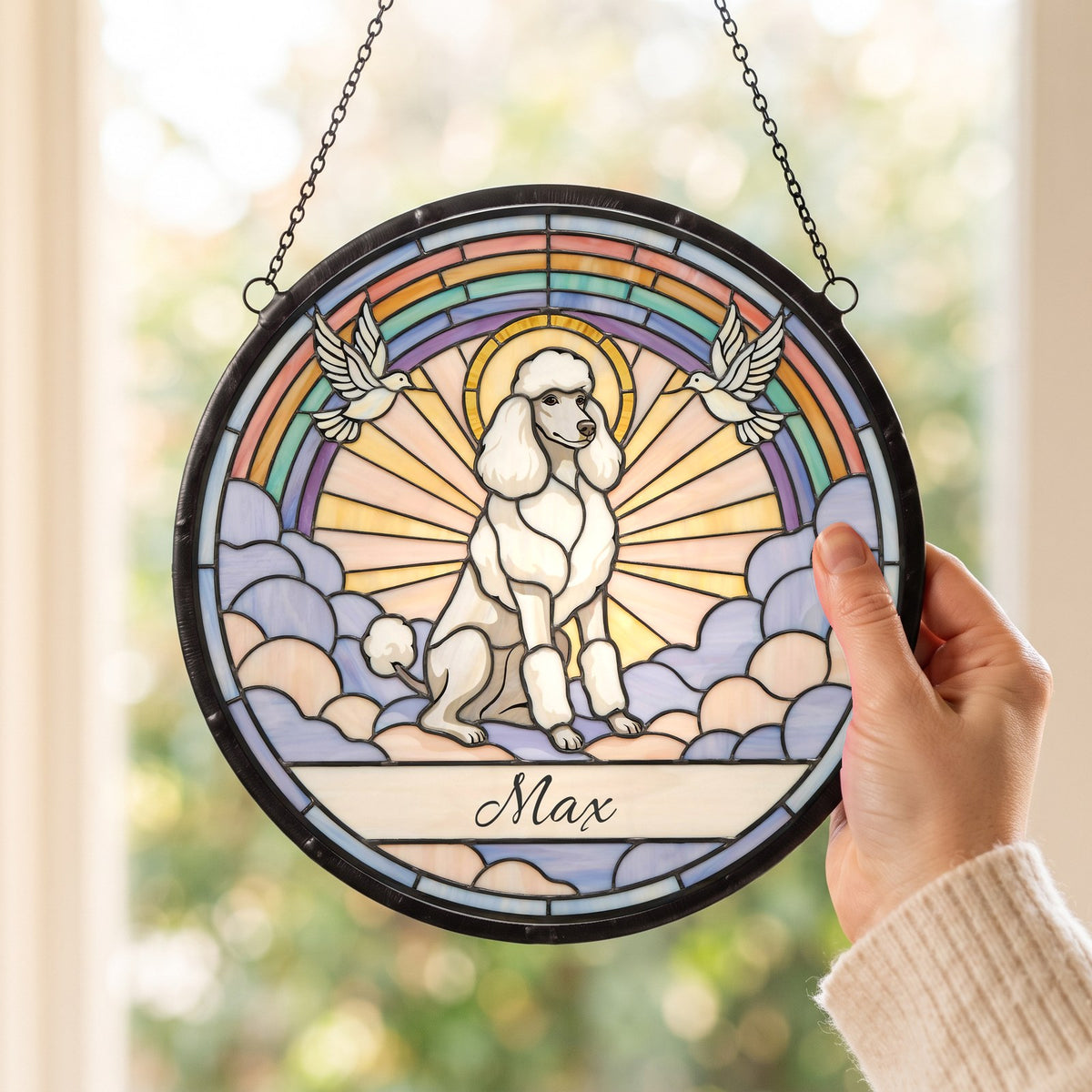 Personalized Poodle Memorial Suncatcher Custom Dog Name Gift