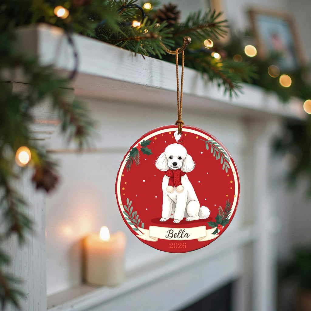 Personalized Poodle Dog Ornament 2026 Custom Name Christmas Gift