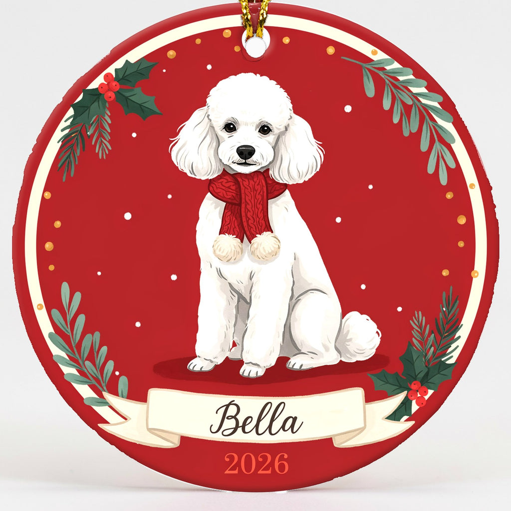 Personalized Poodle Dog Ornament 2026 Custom Name Christmas Gift