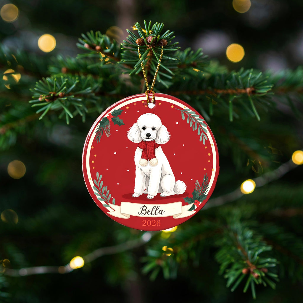 Personalized Poodle Dog Ornament 2026 Custom Name Christmas Gift