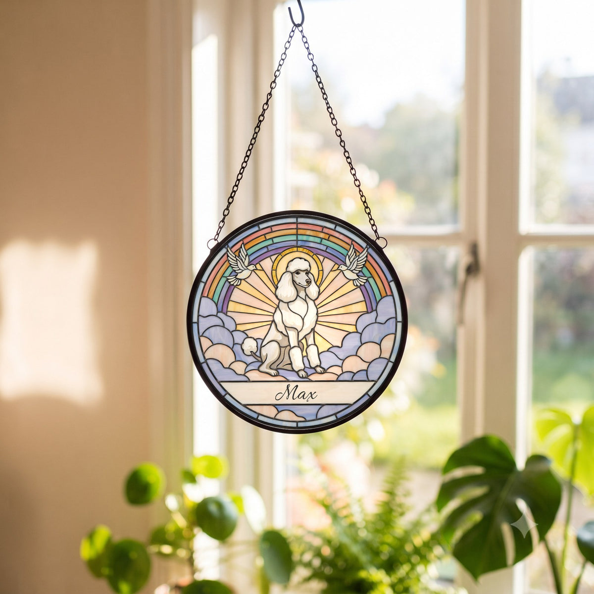 Personalized Poodle Memorial Suncatcher Custom Dog Name Gift