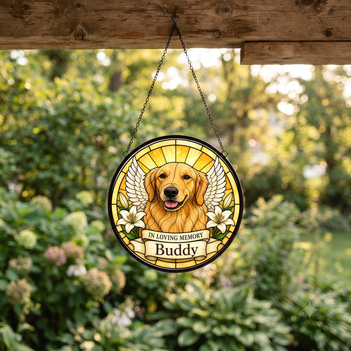 Custom Pet Suncatcher from Photo - Angel Wings Memorial