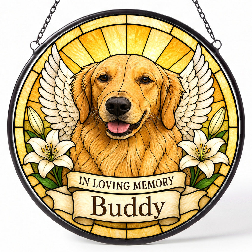 Custom Pet Suncatcher from Photo - Angel Wings Memorial