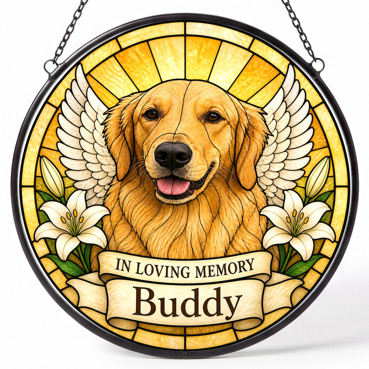 Custom Pet Suncatcher from Photo - Angel Wings Memorial