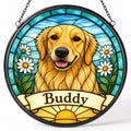 Custom Pet Portrait Suncatcher from Photo - White Daisies