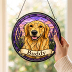 Custom Pet Portrait Suncatcher from Photo - Lavender