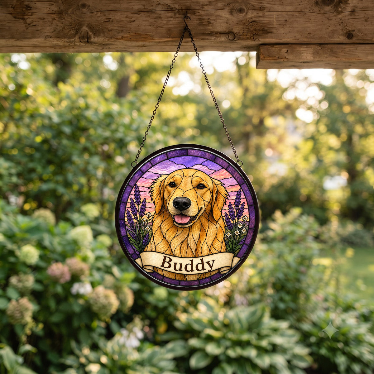 Custom Pet Portrait Suncatcher from Photo - Lavender