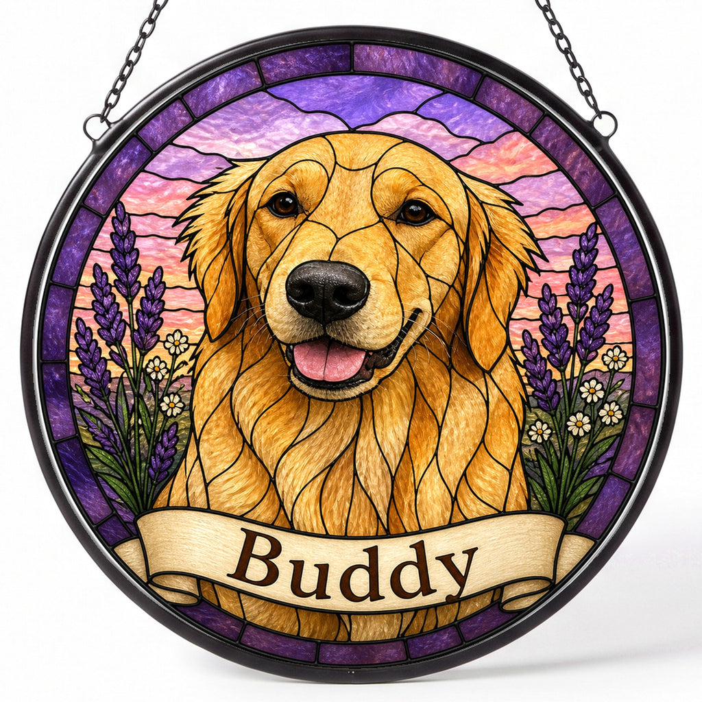 Custom Pet Portrait Suncatcher from Photo - Lavender