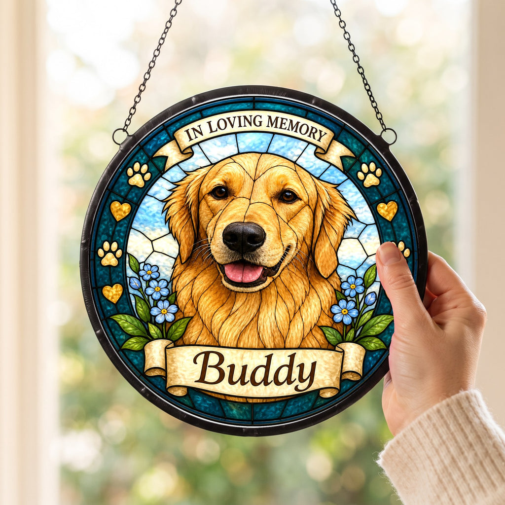 Custom Pet Suncatcher from Photo - Paws and Hearts Memorial