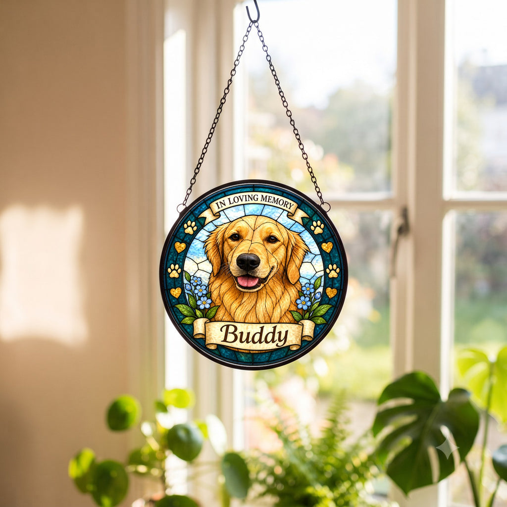 Custom Pet Suncatcher from Photo - Paws and Hearts Memorial