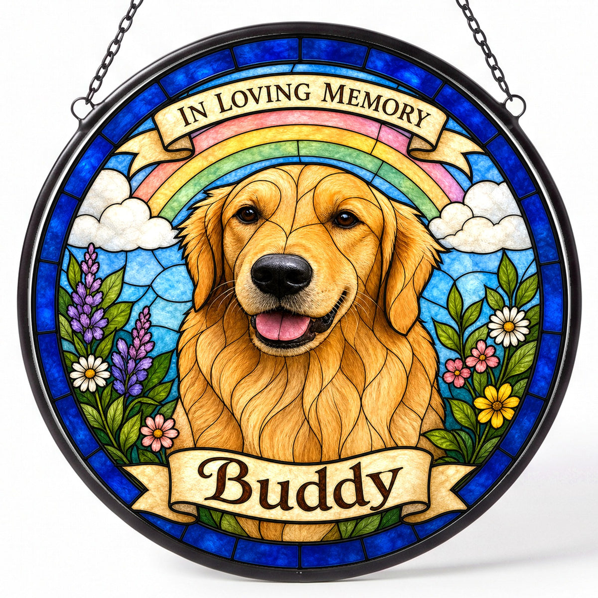 Custom Pet Suncatcher from Photo - Rainbow Bridge Memorial