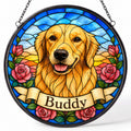 Custom Pet Portrait Suncatcher from Photo - Pink Roses