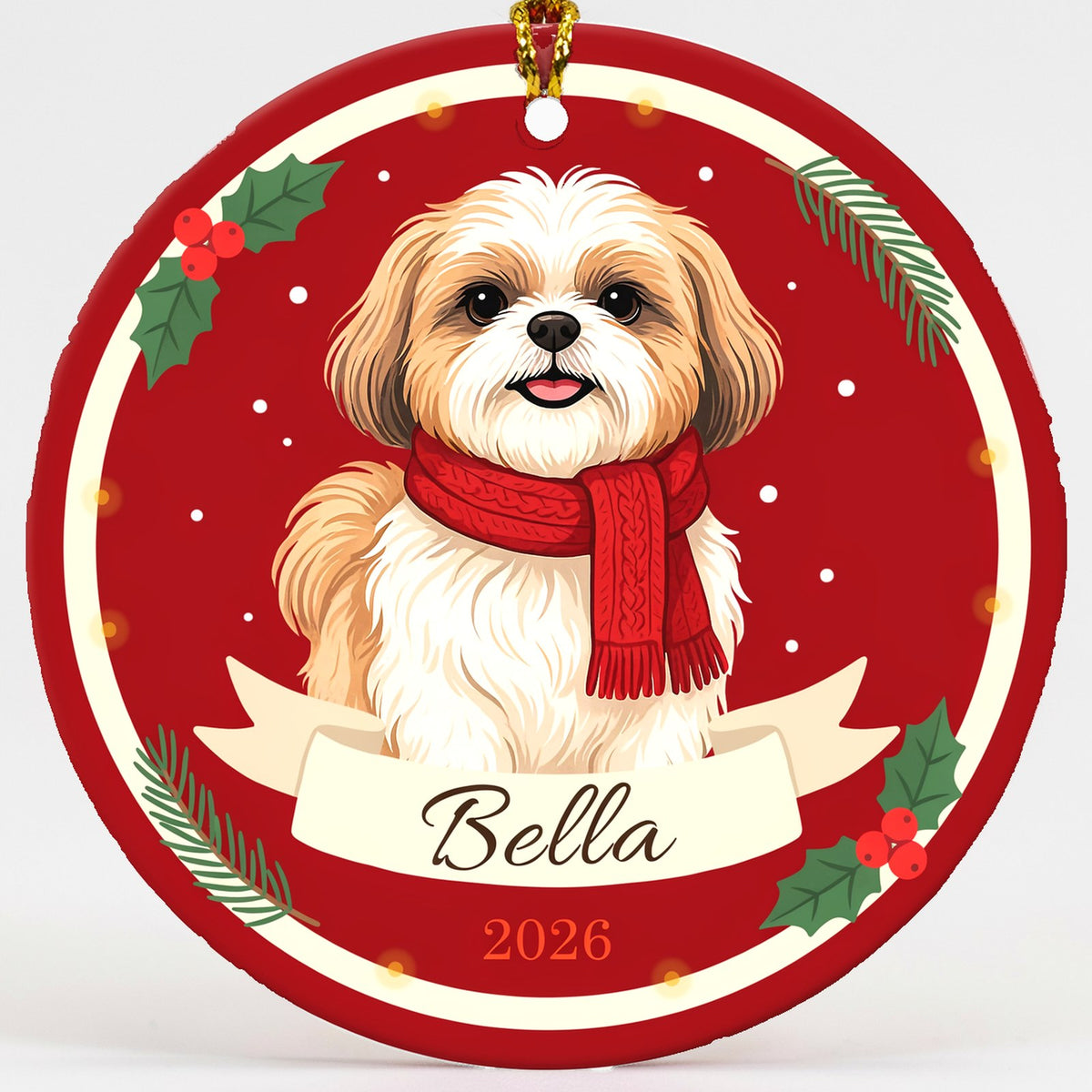 Personalized Shih Tzu Dog Ornament 2026 Custom Name Christmas Gift