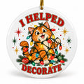 Tangled Tabby Tree Helper Ceramic Christmas Ornament, Cat Decor