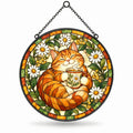 Cozy Cat Morning Brew Suncatcher, Hanging Glass Window Ornament