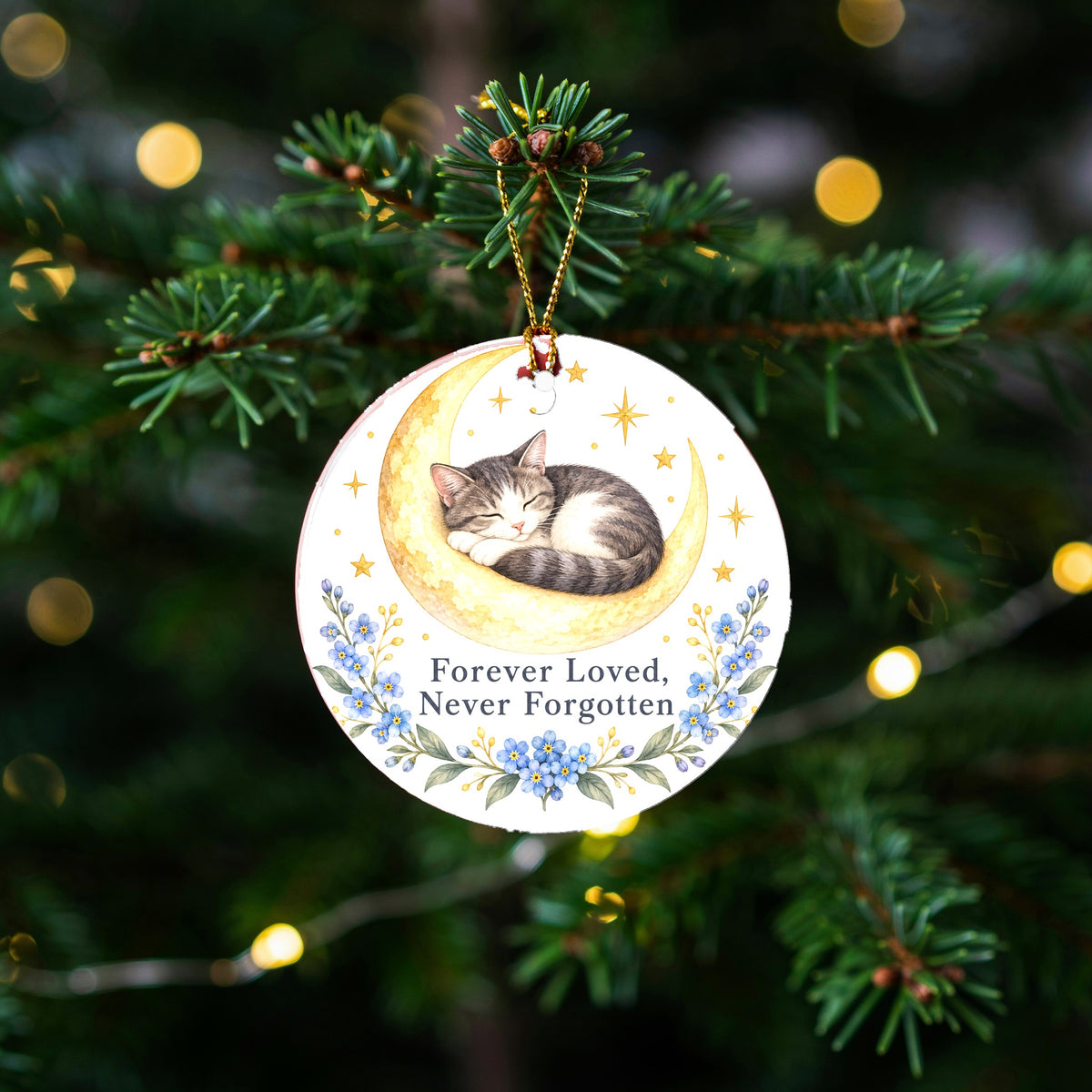 Moonbeam Cat Memorial Ornament, Pet Sympathy Remembrance Keepsake