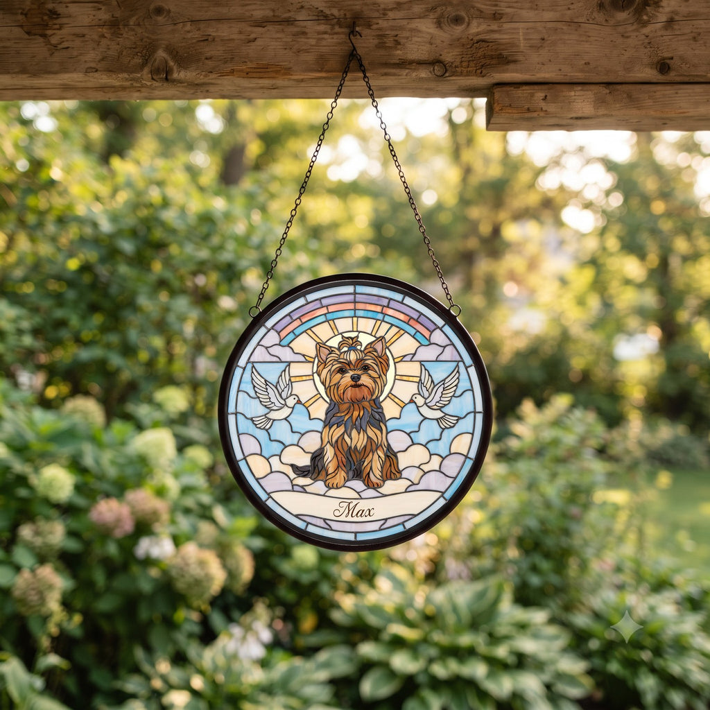 Personalized Yorkie Memorial Suncatcher Custom Dog Name Gift