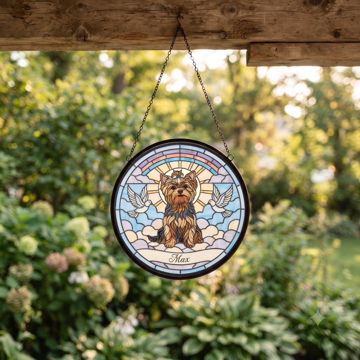 Personalized Yorkie Memorial Suncatcher Custom Dog Name Gift