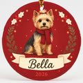 Personalized Yorkie Dog Ornament 2026 Custom Name Christmas Gift