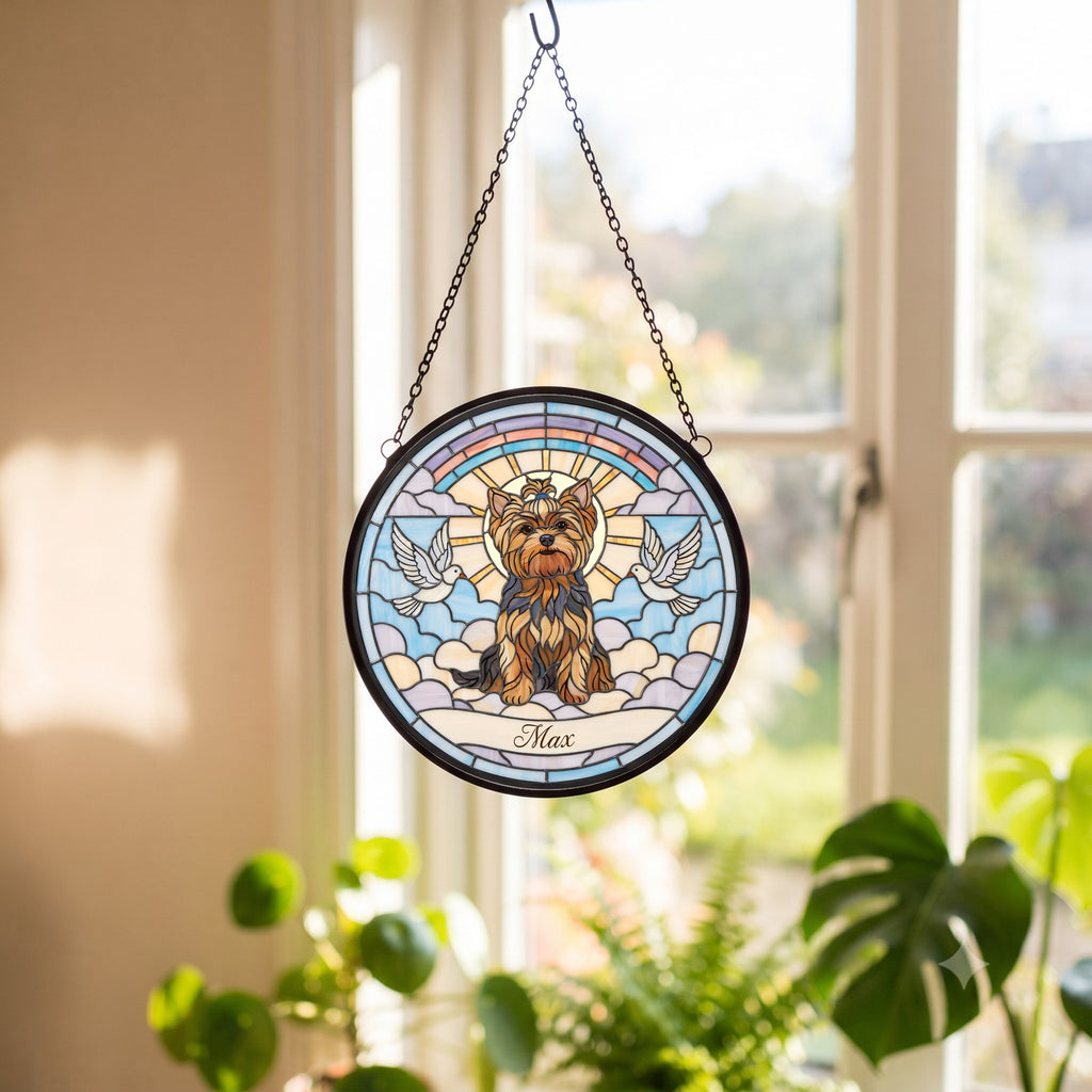Personalized Yorkie Memorial Suncatcher Custom Dog Name Gift