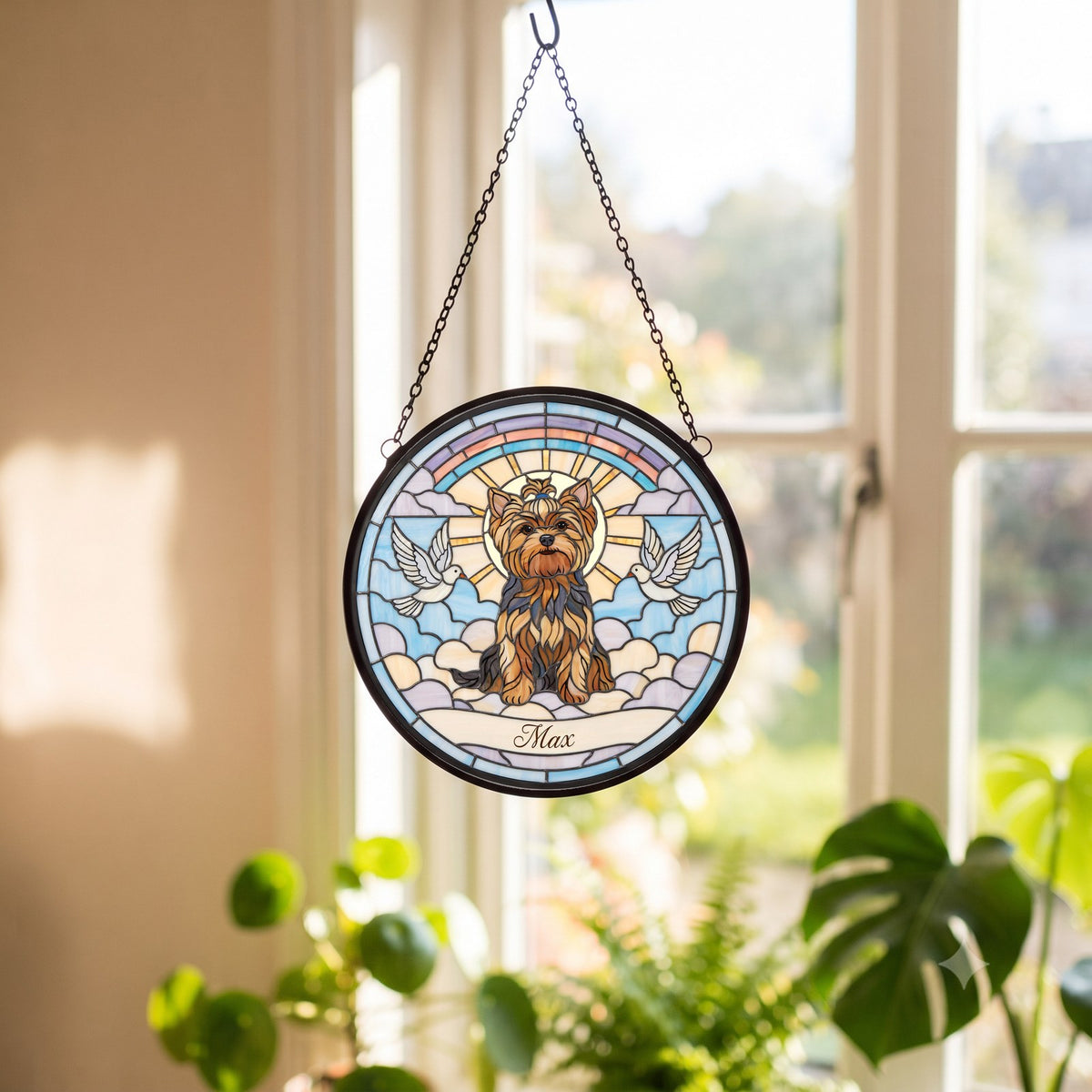 Personalized Yorkie Memorial Suncatcher Custom Dog Name Gift
